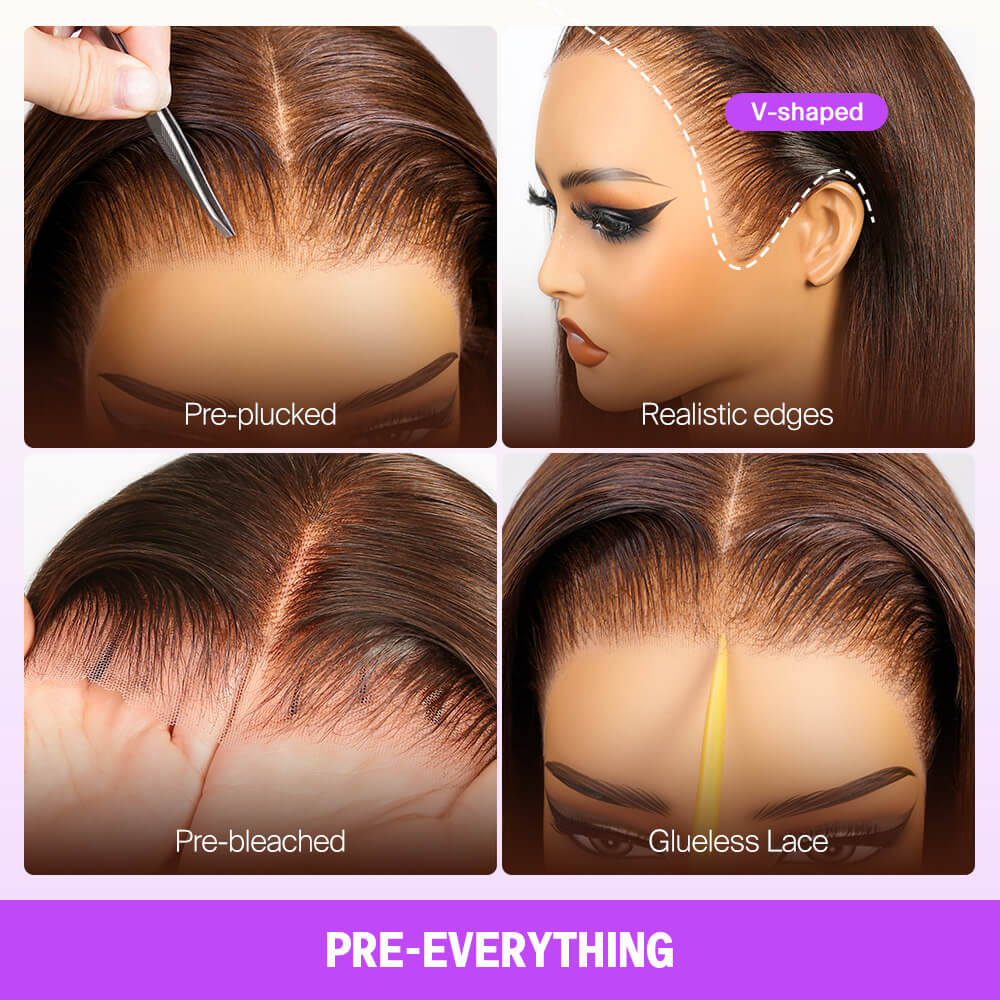 Megalook 13x6 Three-Go™ Chocolate Brown Glueless Wigs Bohemian Curl with Drawstring 100% Human Hair Wig