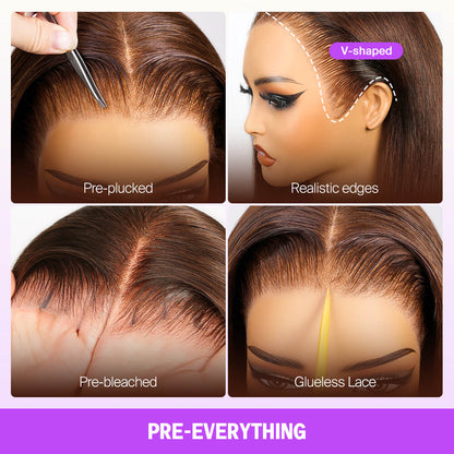 Megalook 13x6 Three-Go™ Chocolate Brown Glueless Wigs Bohemian Curl with Drawstring 100% Human Hair Wig