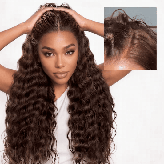 Megalook 13x6 Three-Go™ Chocolate Brown Glueless Wigs Bohemian Curl with Drawstring 100% Human Hair Wig