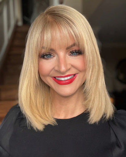 Human Hair Topper with Bangs | Hair Piece for Thinning Hair