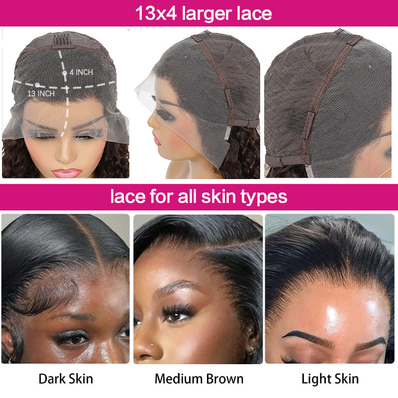 SZC Bouncy Loose Deep Body Wave 13x4 Lace Front Human Hair Wigs 250 300 Density