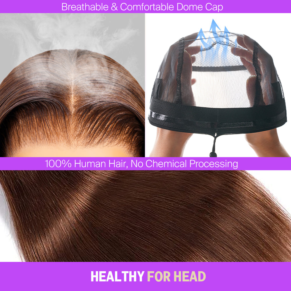 Megalook 13x6 Three-Go™ Chocolate Brown Glueless Wigs Bohemian Curl with Drawstring 100% Human Hair Wig